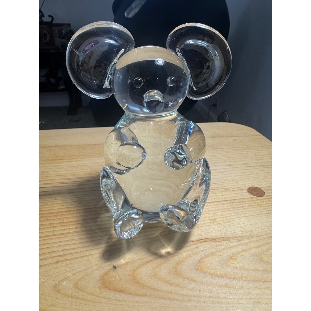 Maleras Sweden Crystal Koala Bear Figure Signed Art Glass Sculpture Clear EUC 5"